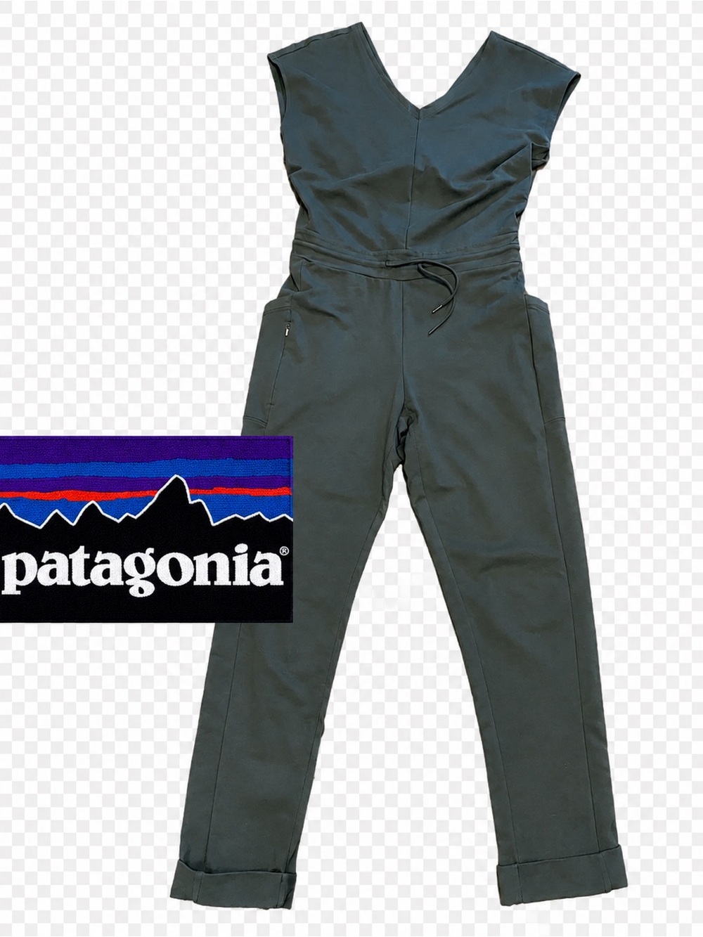 Patagonia Olive Utility Jumpsuit with V-Neck